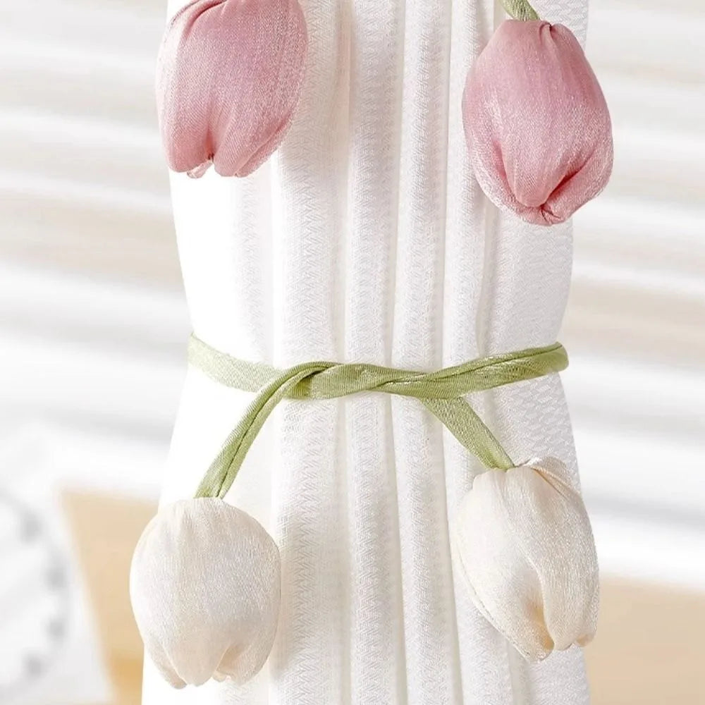 Tulip Curtain Tiebacks – Adjustable Cotton Tie Rope, 2-Pack