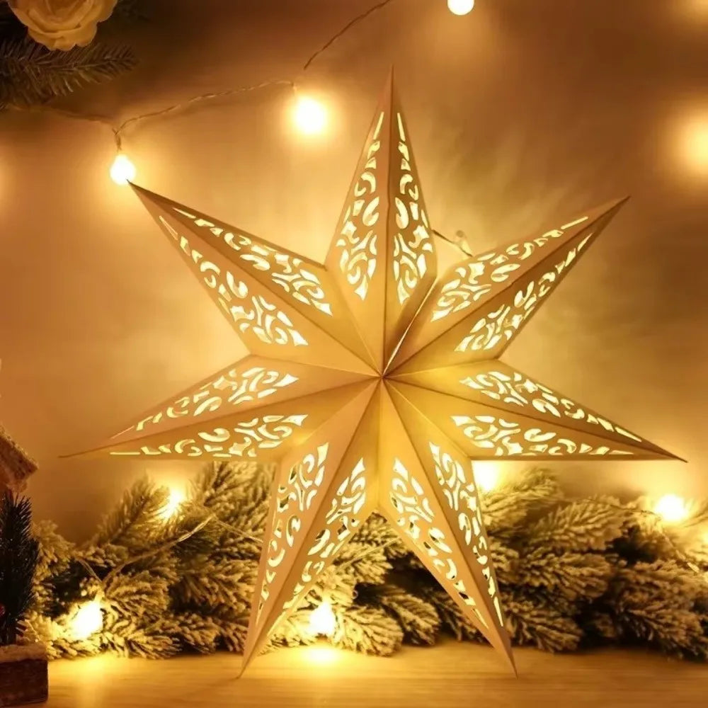 Star Shape Paper Christmas Lampshade 45cm Hollow Pendant