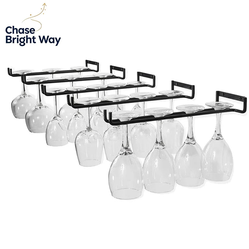 Wall Mounted Stemware Holder – Black Iron Wine Glass Rack