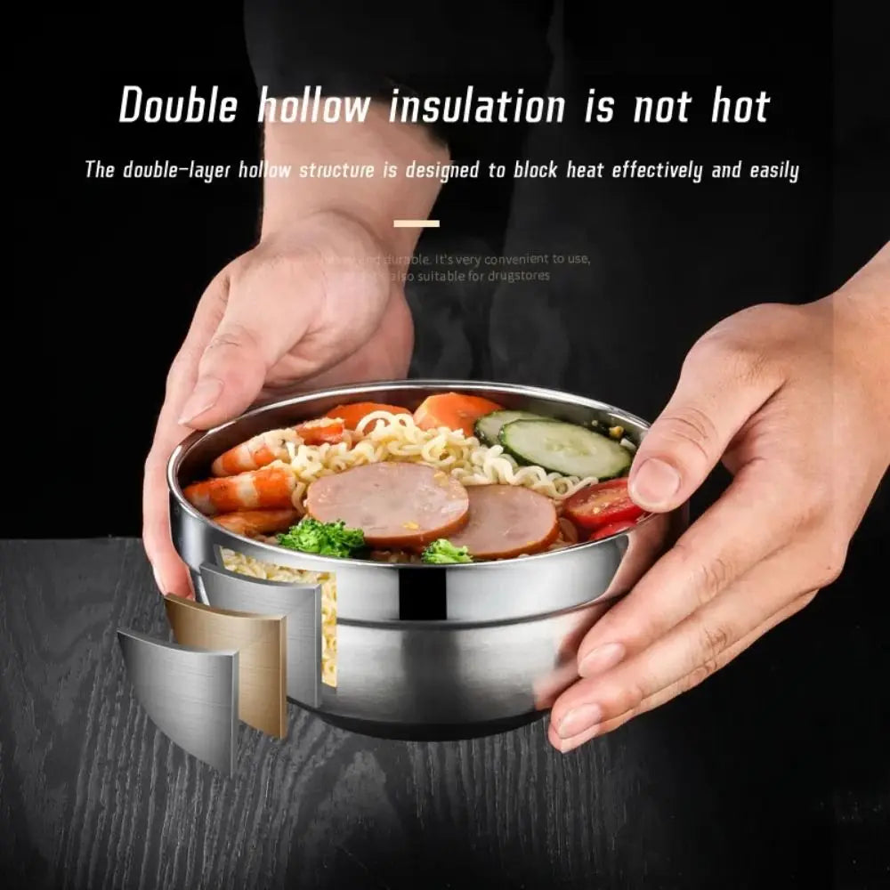 304 Stainless Steel Double-Wall Kids Bowl | Anti-Scald Soup Rice