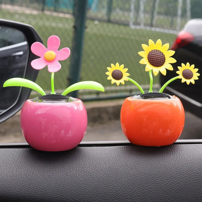 Solar Swinging Sunflower Car Decoration – Cute Bee Dashboard Ornament