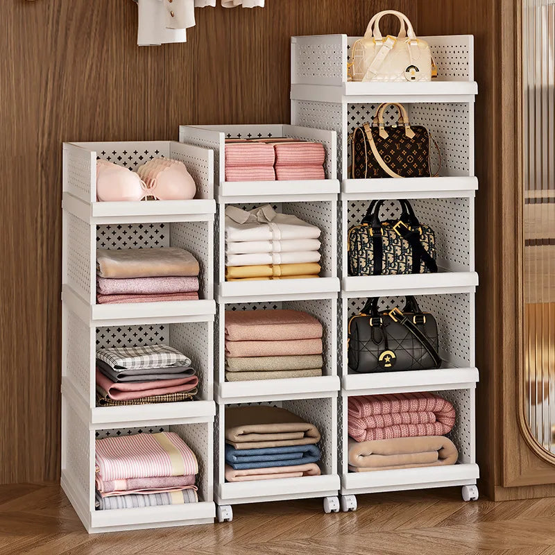 Stackable Pull-Out Drawer Storage Bins Organizer | 1-2 Layer