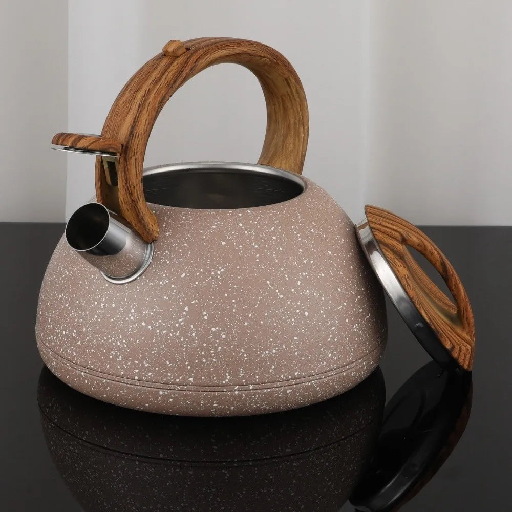 Stainless Steel Whistling Kettle 3L – Wooden Handle, Gas & Induction