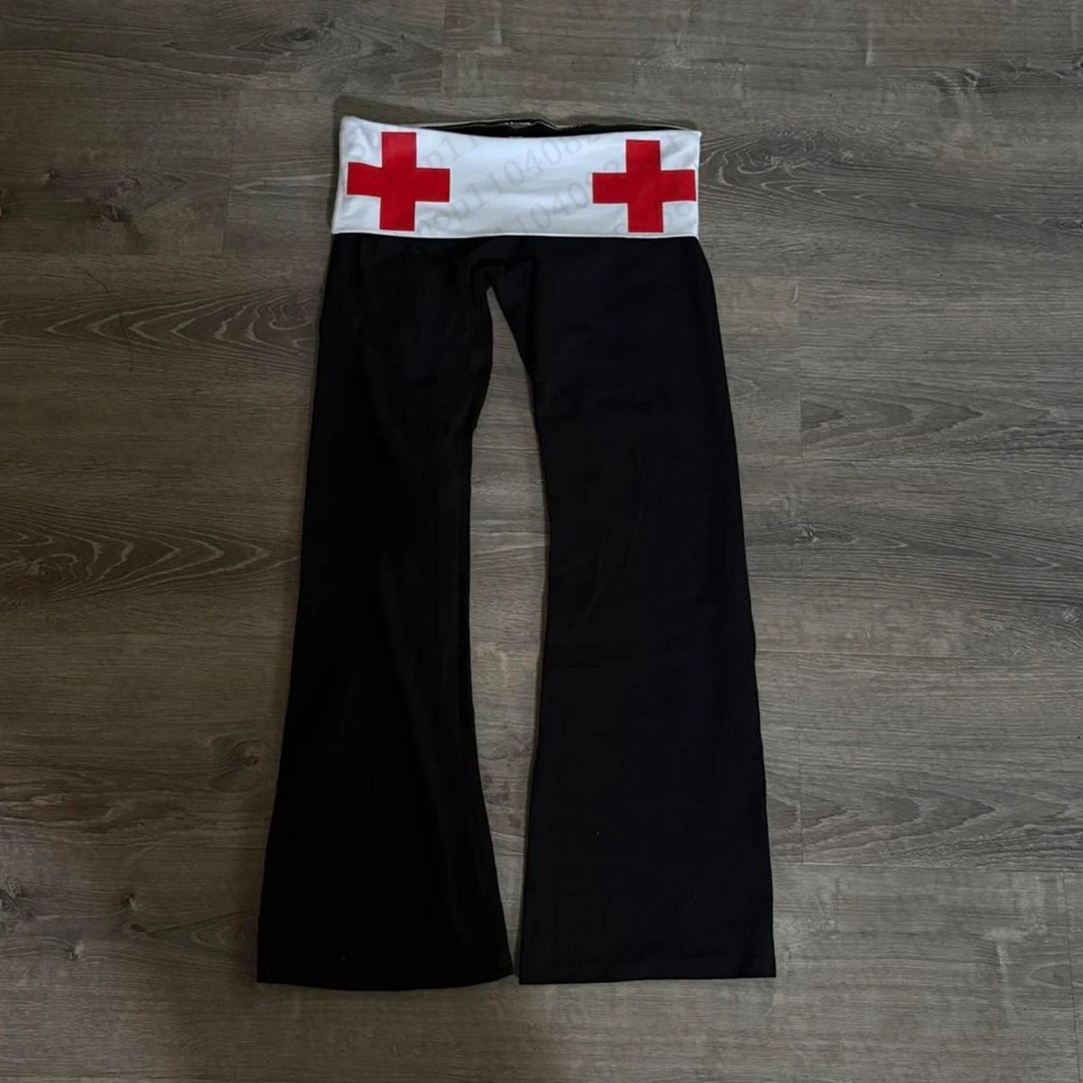 Y2K Gothic Punk Flare Pants – High-Waisted Lace-Up Trousers