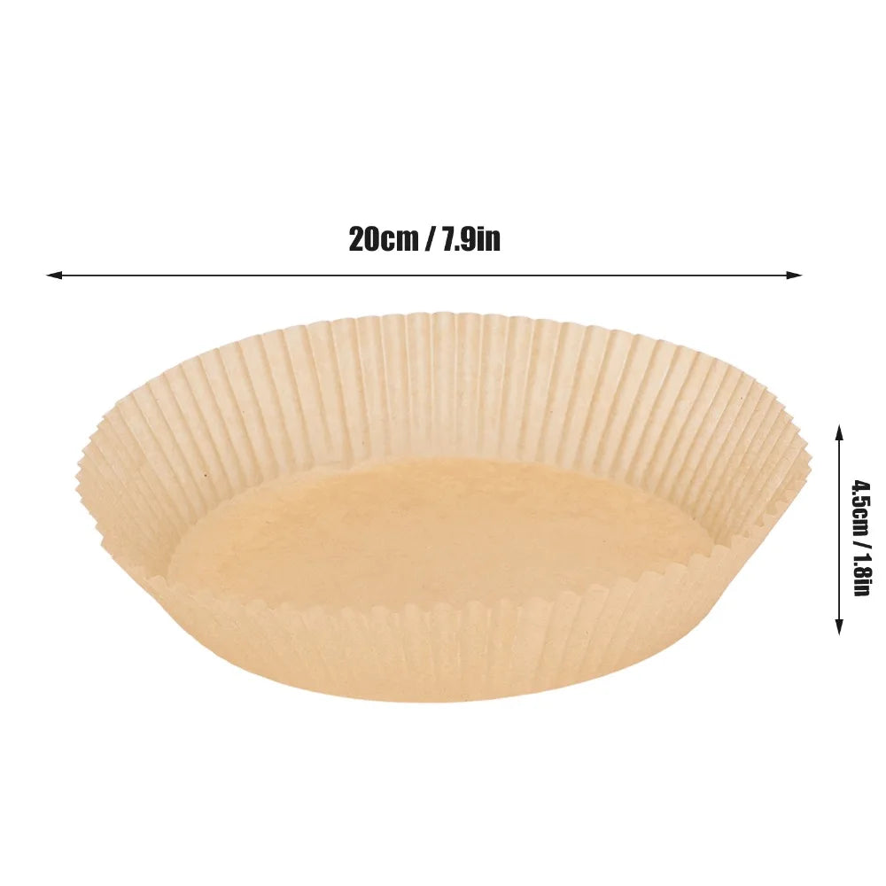 100-Pack Round Air Fryer Paper Liners – Non-Stick Baking Sheets