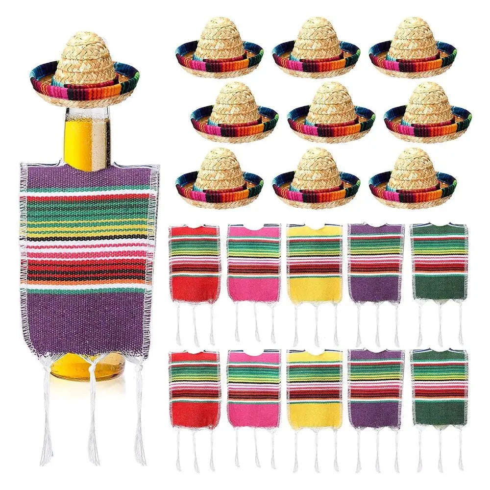 Mini Sombrero Hats & Beer Poncho Covers | Fiesta Party Decor