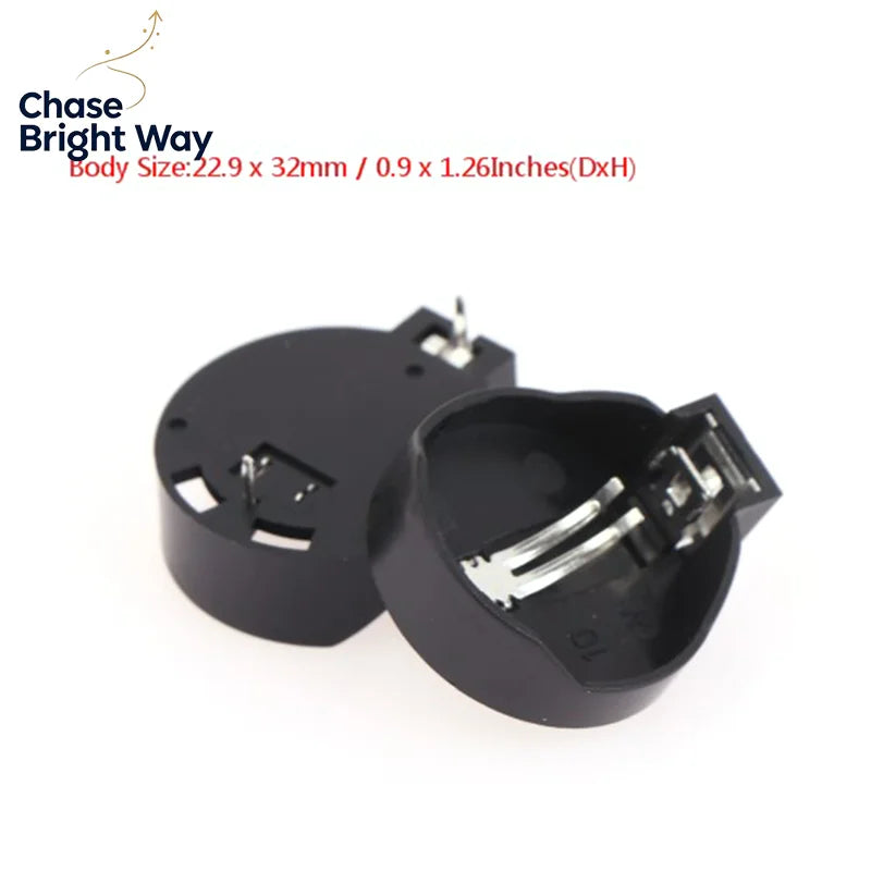 CR2032 Coin Cell Battery Holder Case 10-Pack – Black Socket