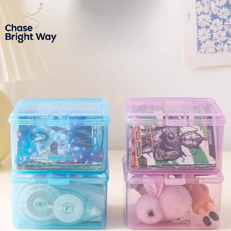 Transparent Plastic Photocard Storage Box & Desk Organizer