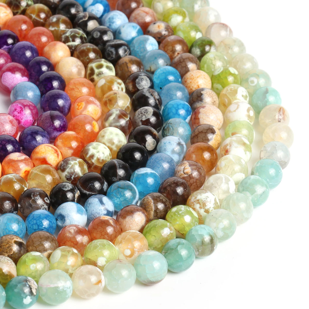 Sky Blue Fire Agate Round Beads 6/8/10mm – DIY Jewelry Strand