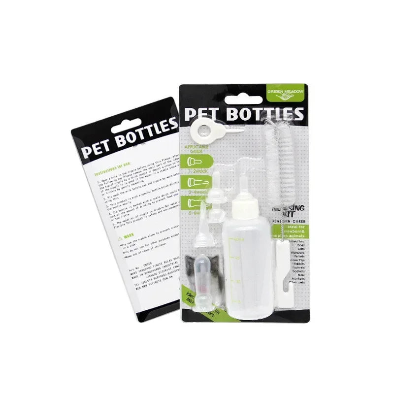 Puppy Kitten Nursing Bottle Set – Newborn Pet Milk Feeder Kit