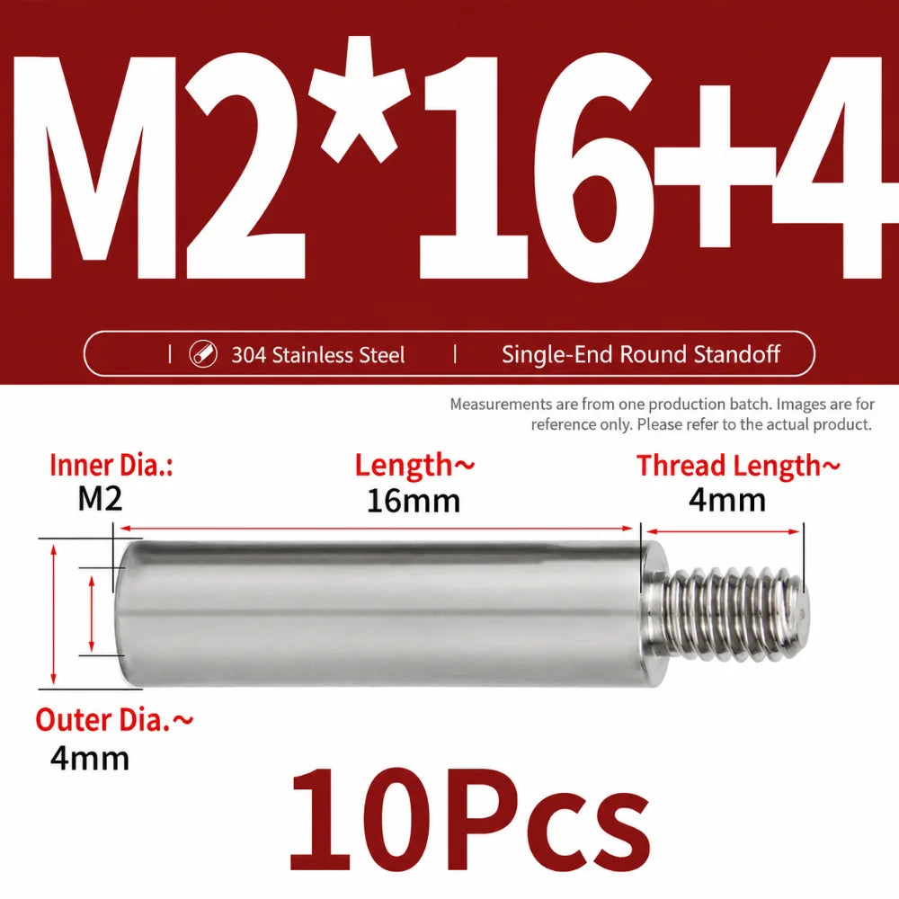 M2–M10 304 Stainless Steel PCB Standoff Spacer Pillars – 10 Pack