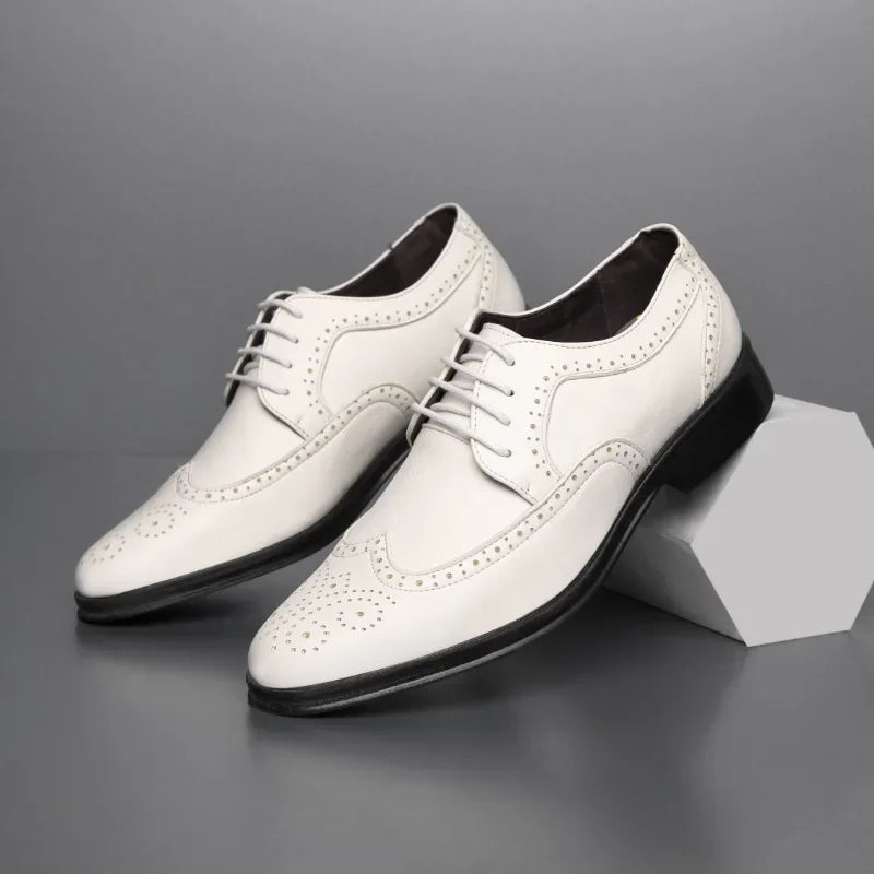 Men's Oxford Brogue Dress Shoes – Lace-Up Business Formal
