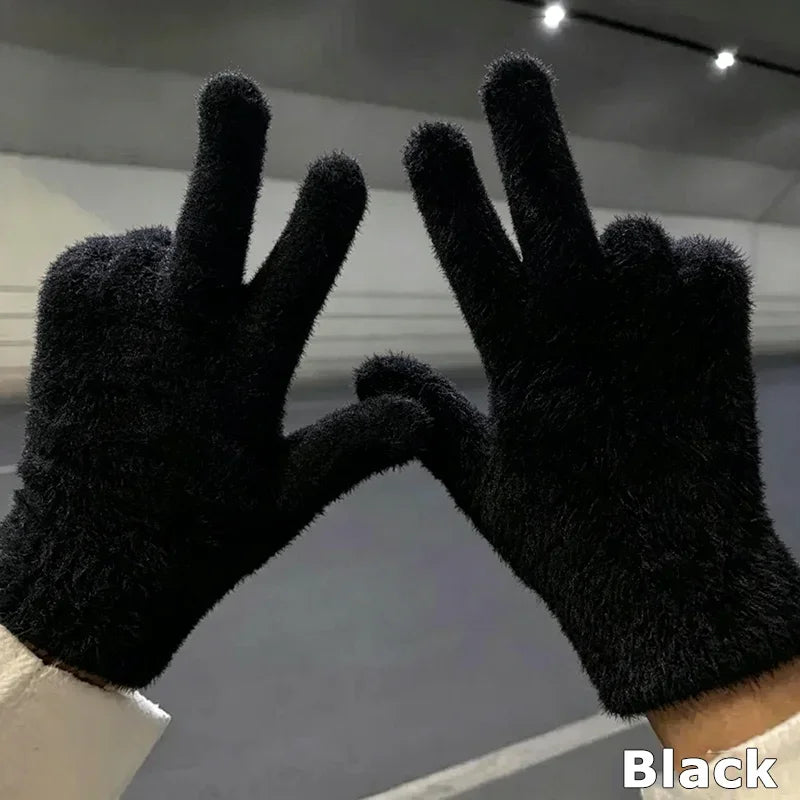 Women's Plush Faux Mink Winter Gloves – Unisex Outdoor Warmth