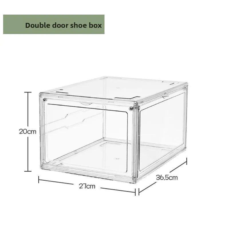 Transparent Flip-Top Sneaker Display Box – Stackable Organizer