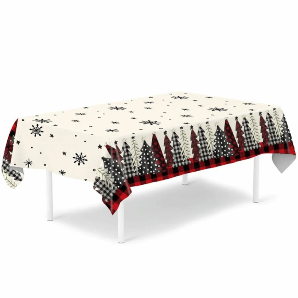 Christmas Disposable Tablecloth – Santa & Elk PE Table Cover