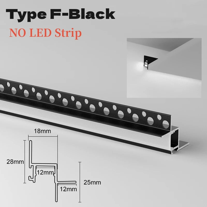 Recessed Corner LED Aluminum Profile Channel 0.5m/1m Ceiling
