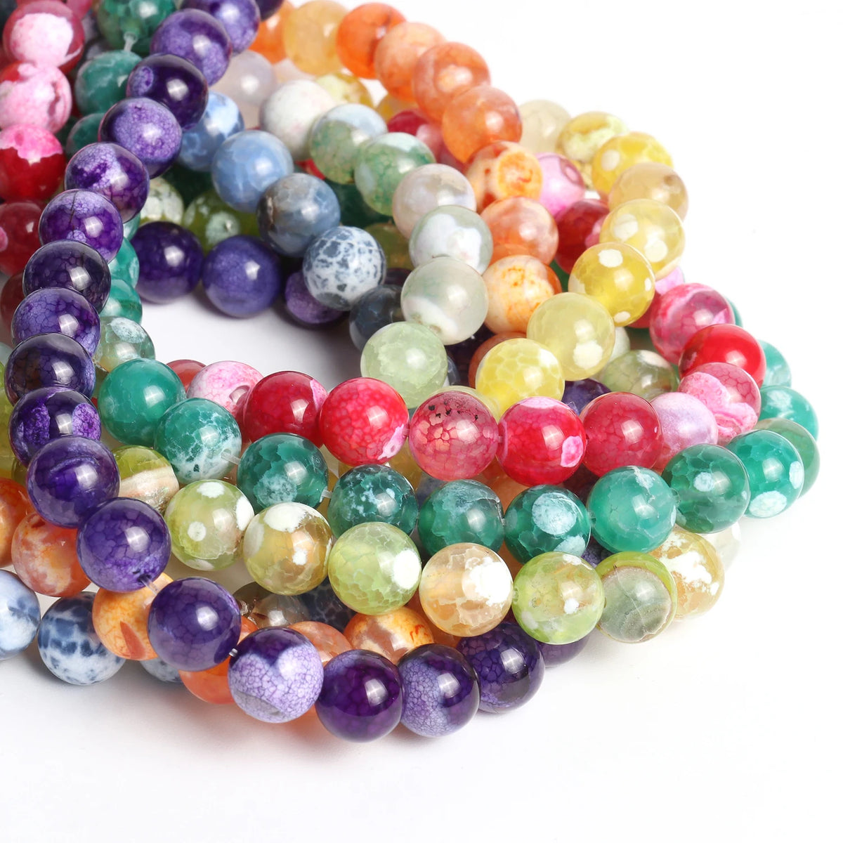 Sky Blue Fire Agate Round Beads 6/8/10mm – DIY Jewelry Strand