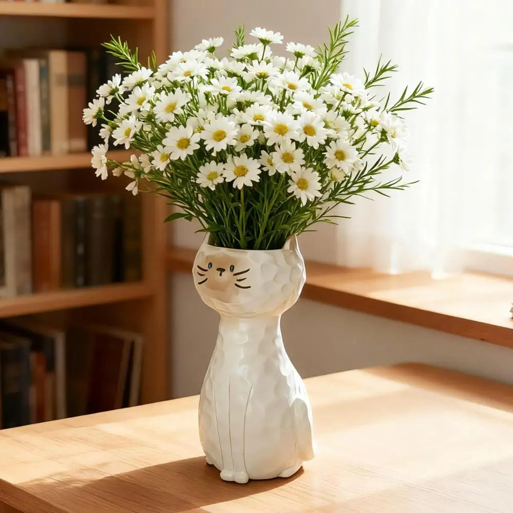 Resin Siamese Cat Vase – Cute Desktop Flower Pot Home Décor