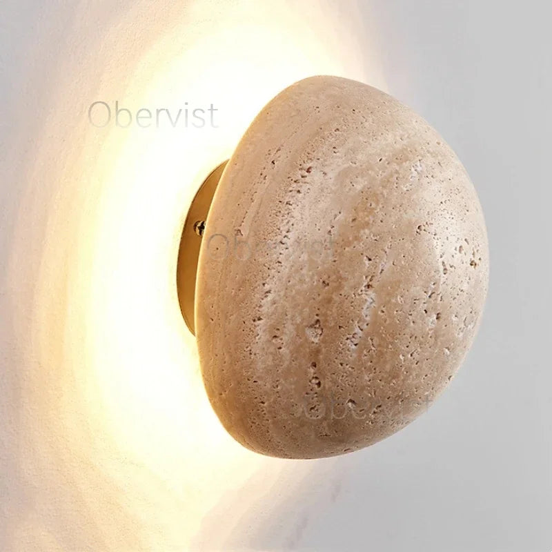 Travertine Stone LED Wall Sconce – Wabi Sabi Natural Light