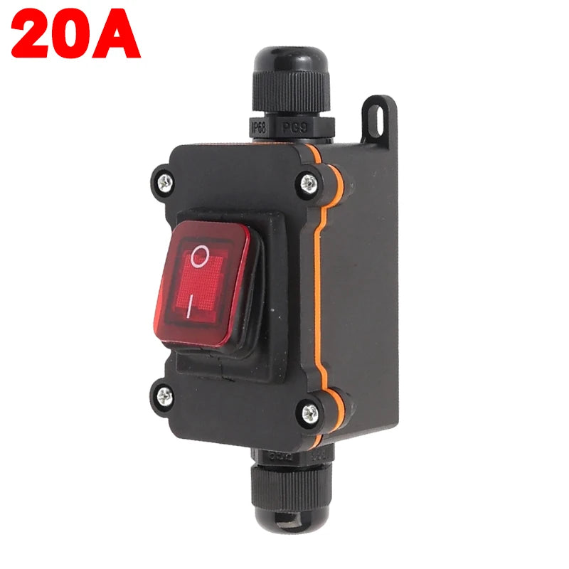 Waterproof Inline Rocker Switch 20A Heavy Duty Outdoor Cord Switch