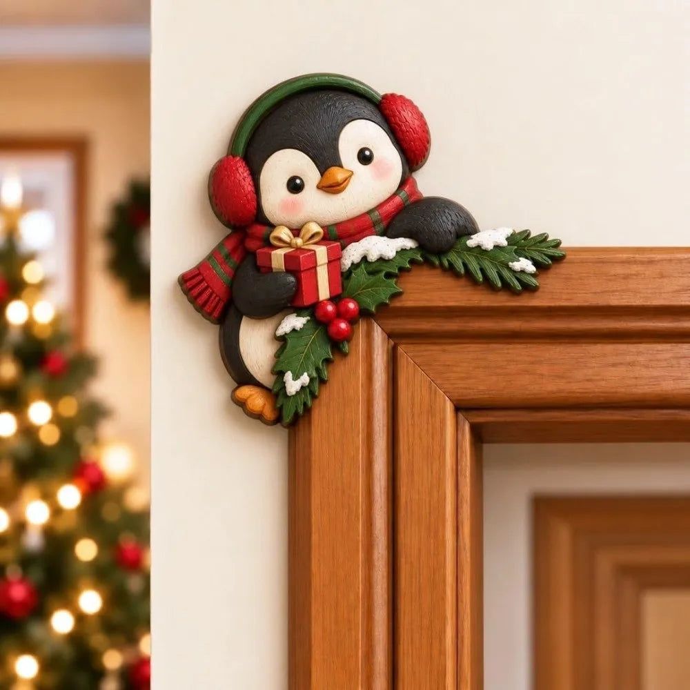 Wooden Christmas Door Frame Corner Decor – Holiday Topper