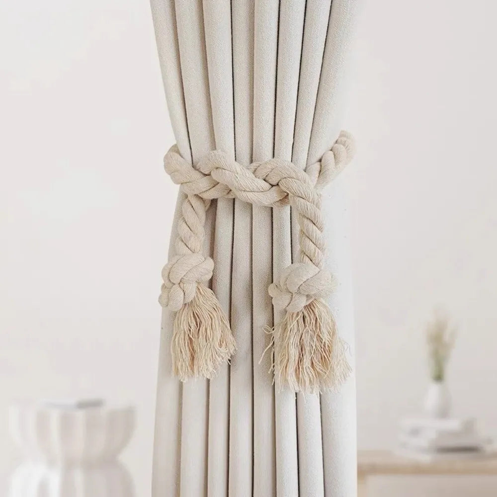 Nordic Cotton Rope Curtain Tiebacks – Woven 80cm Holdbacks
