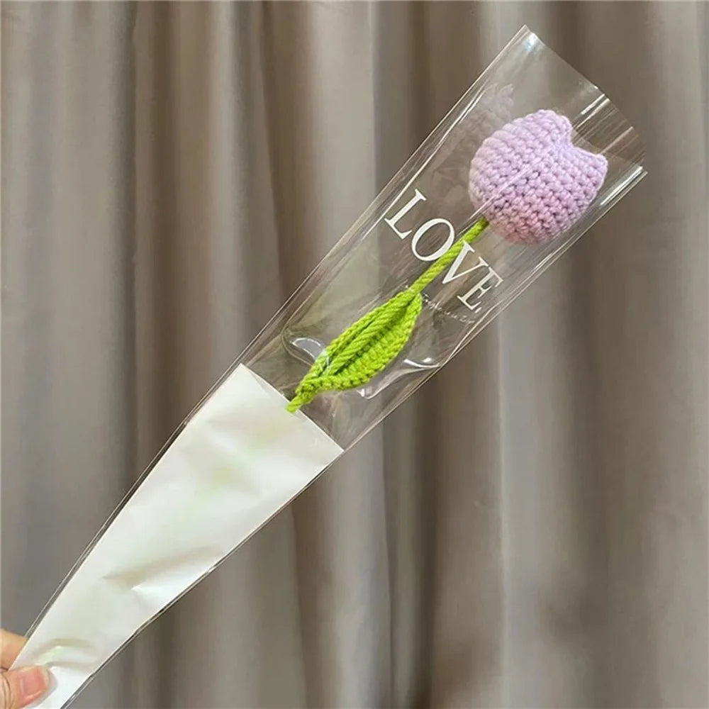 Handmade Crochet Tulip Bouquet – Knitted Cotton Artificial Flowers