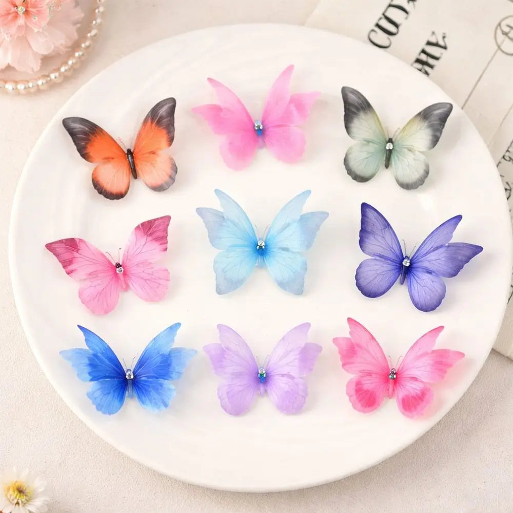50-Pack 3D Organza Butterfly Appliques – Colorful Mesh Patches