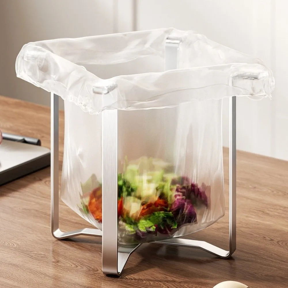 Stainless Steel Foldable Trash Bag Holder | Kitchen Stand