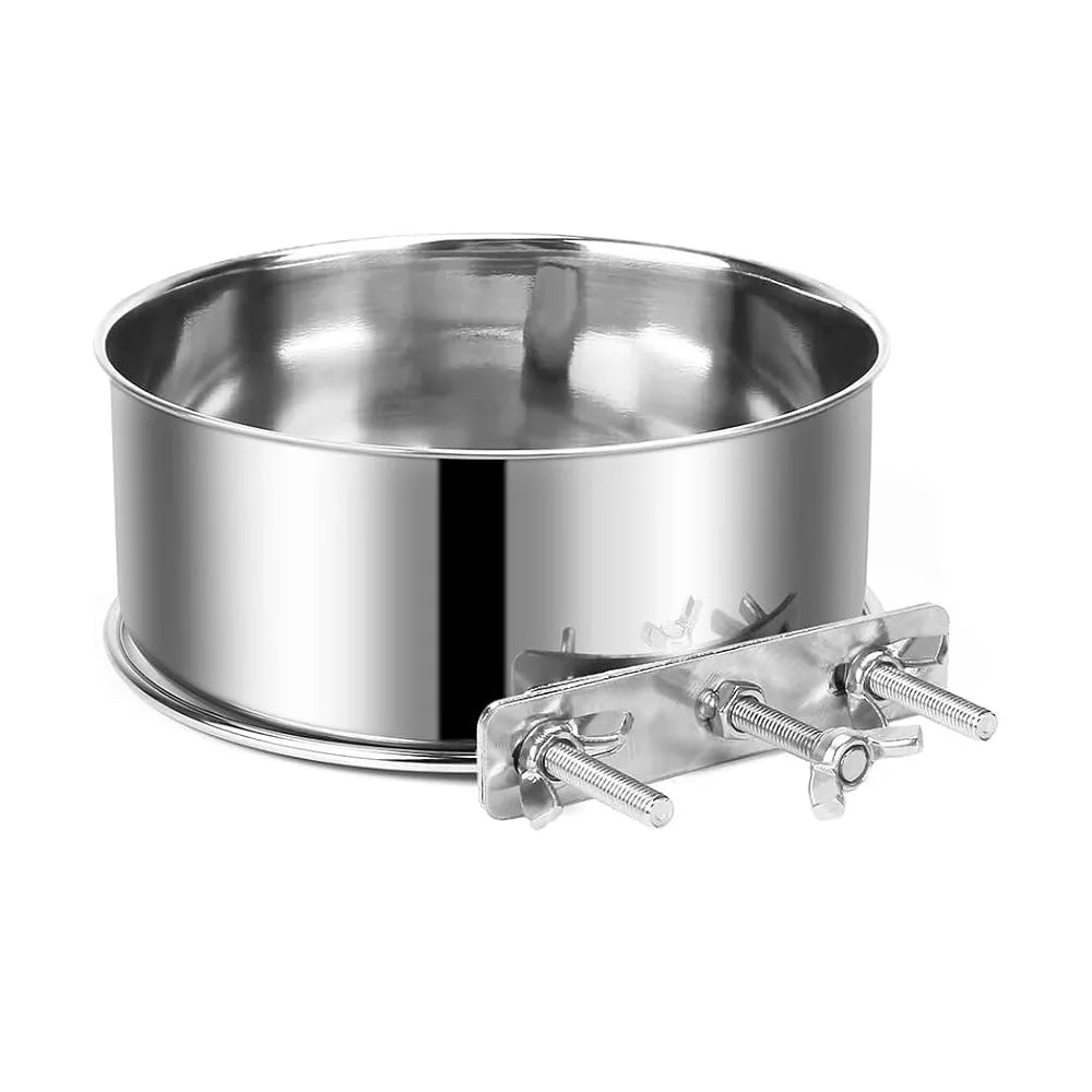 Stainless Steel Hanging Cage Bowl – Anti-Gnaw Pet Feeder