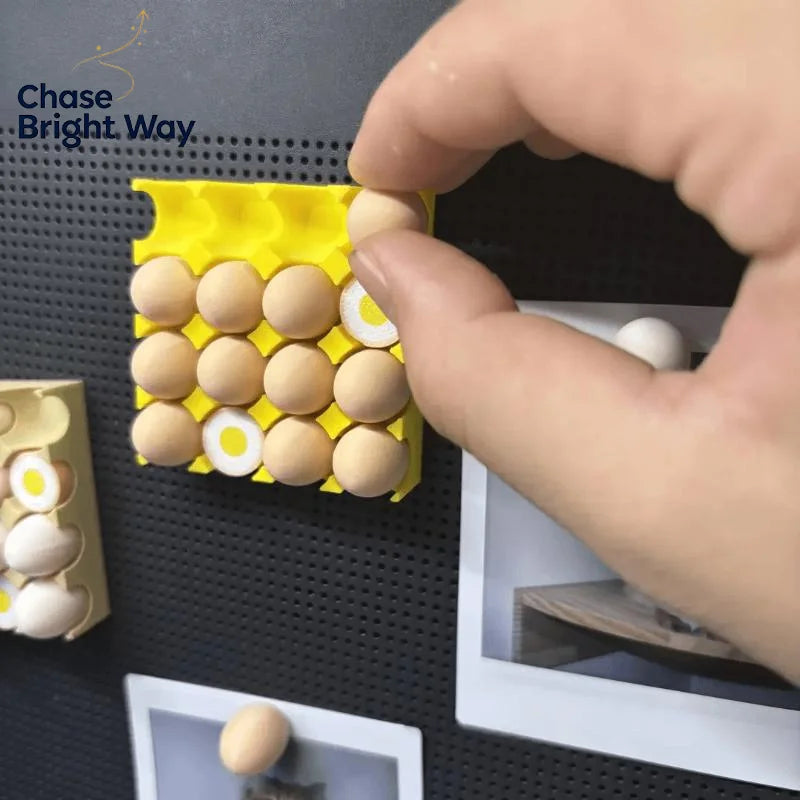 Egg-Shaped Fridge Magnets Set – 16 Resin Push Pins with Tray