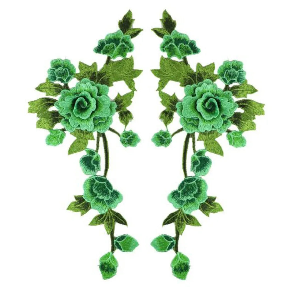 3D Floral Embroidery Applique Patch Pair – DIY Wedding Decor