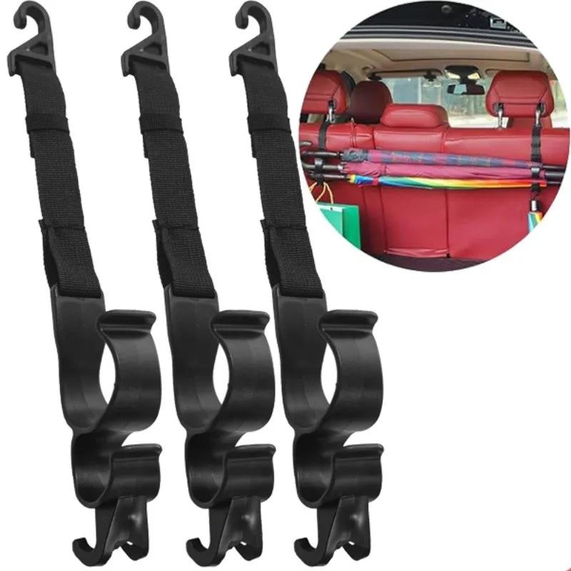 Car Headrest Hooks 2-Pack – Rear Seat Hanging Organizer
