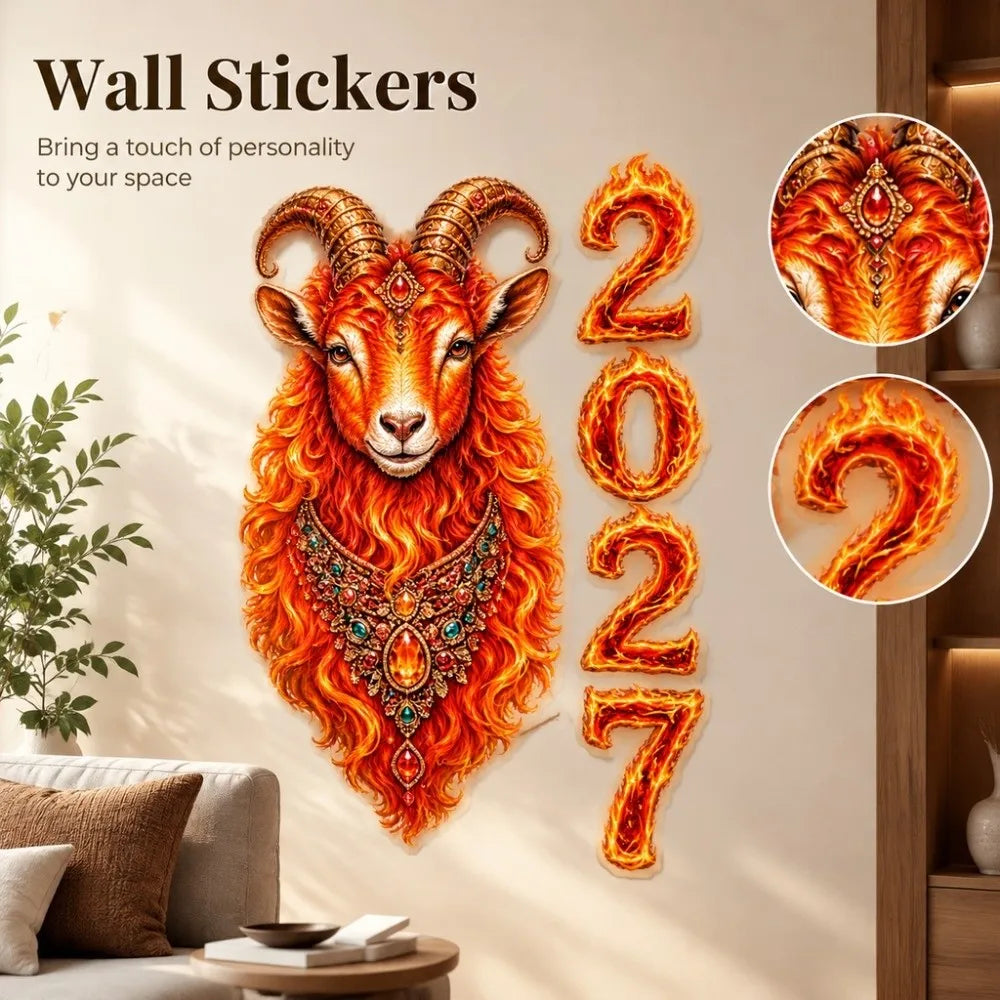 2027 Year of the Sheep Static Window Clings | PVC Wall Stickers