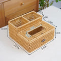 Woven Tissue Box Organizer – Handmade Rattan Desktop Storage