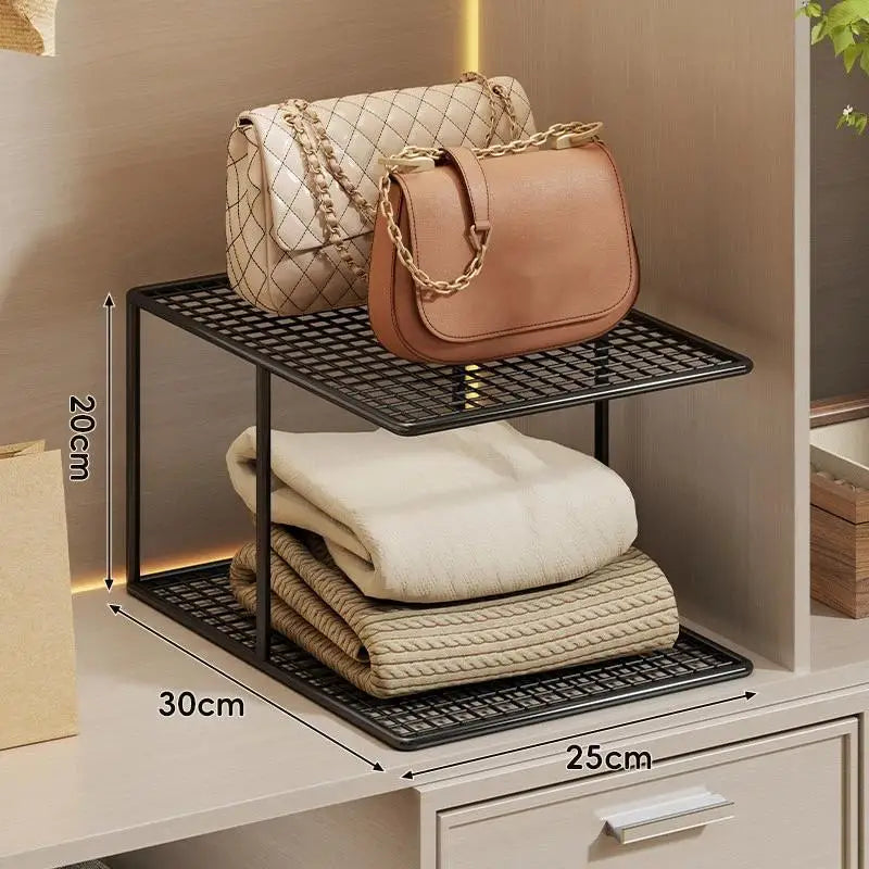 Stackable Metal Mesh Shelf – 2 & 3 Tier Closet Organizer