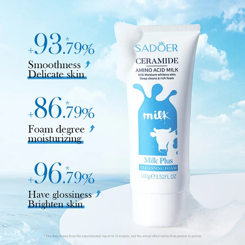SADOER Milk Facial Cleanser – Moisturizing Brightening Foam Wash