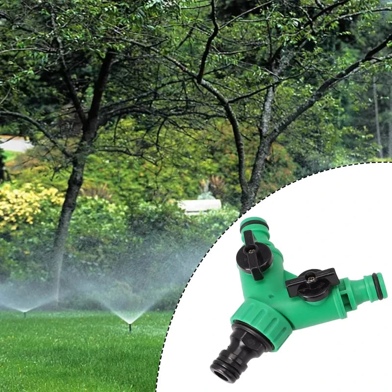 Y-Shaped 2-Way Garden Hose Connector Diverter Valve & Switch