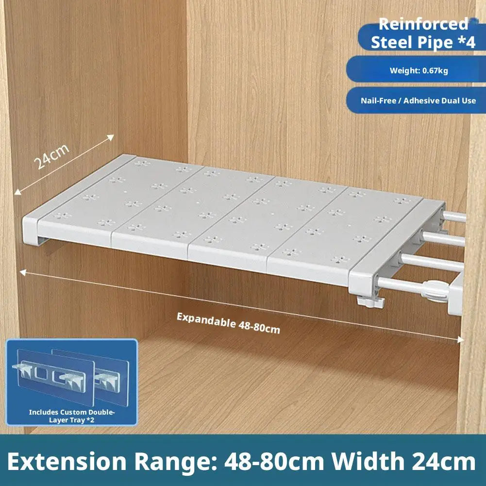 Expandable Closet Shelf Organizer – Punch-Free Retractable Divider