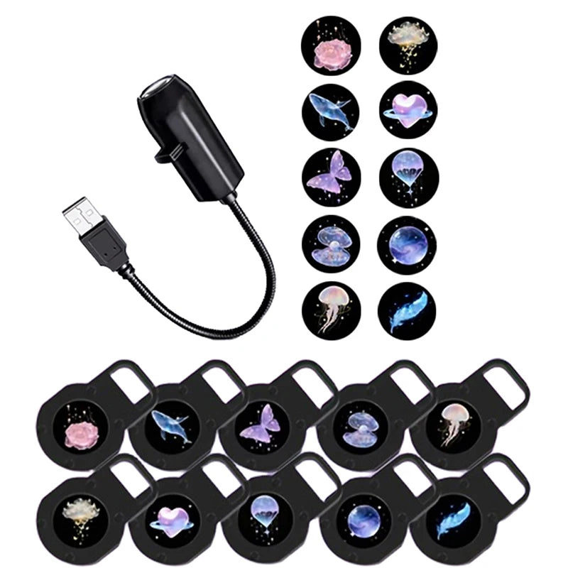 USB LED Projection Night Light – 10 Pattern Rotating Projector