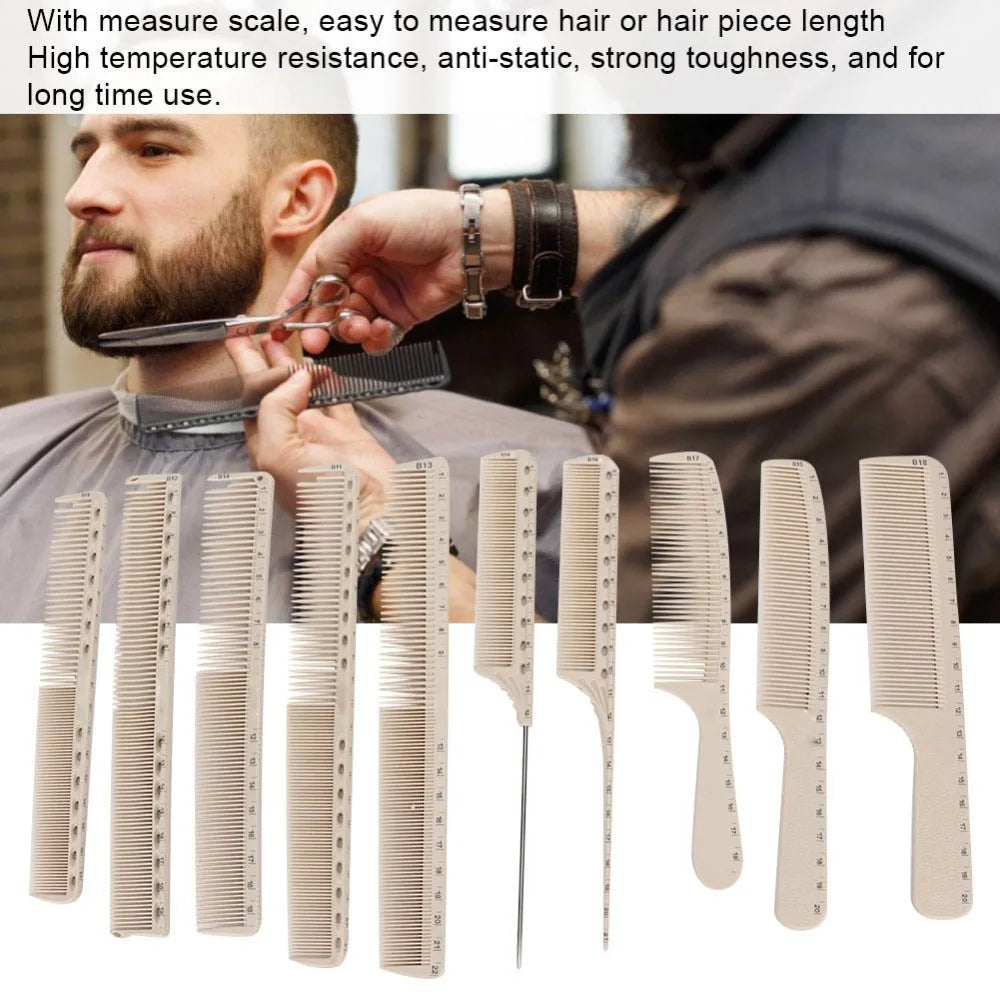 10-Pc Carbon Fiber Hair Cutting Comb Set – Antistatic
