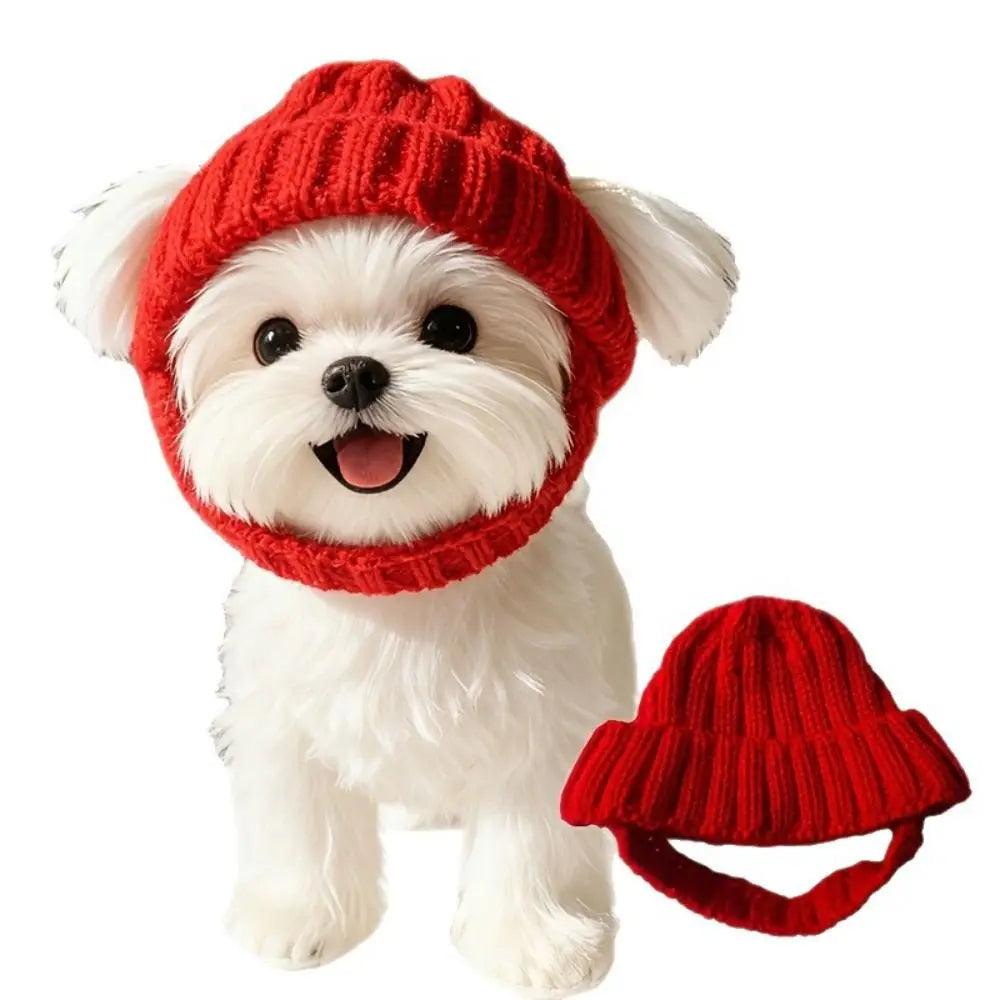 Ear-Exposed Pet Knitted Winter Hat – Small Dogs & Cats