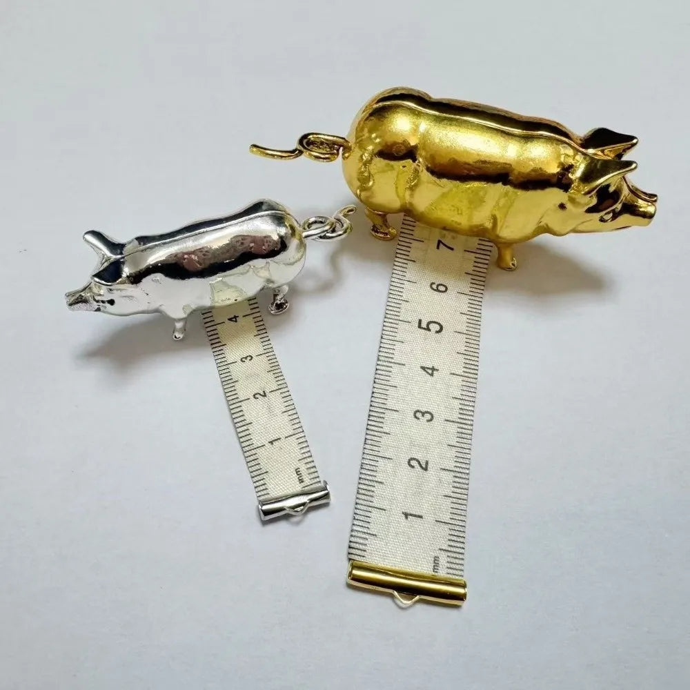 Antique Mini Pig Tape Measure – Retractable Metal 1.5M Tool