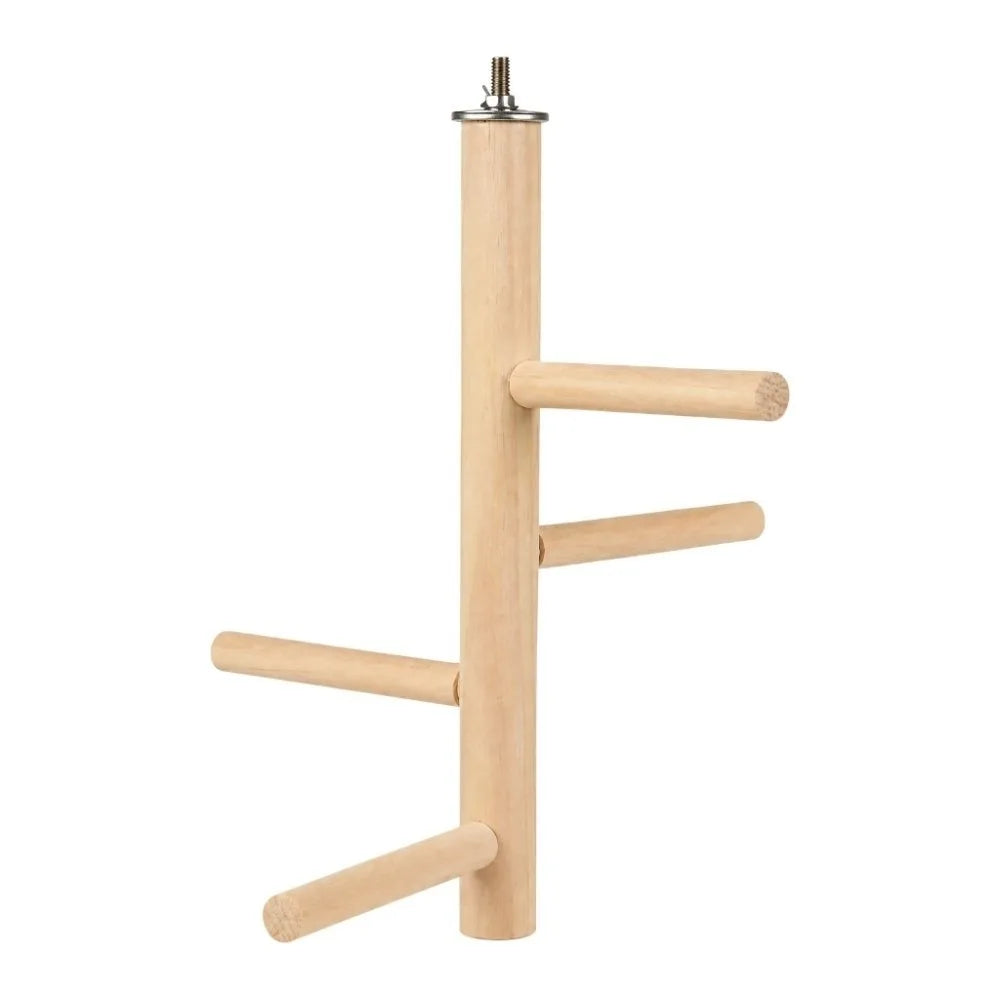Wooden Multi-Branch Bird Perch Stand – Rotating Balls Parakeet