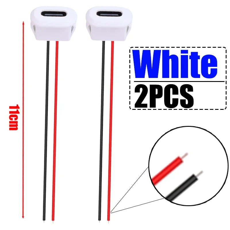 USB-C Waterproof Pigtail Cable – Female Chassis 2-Pin Solder
