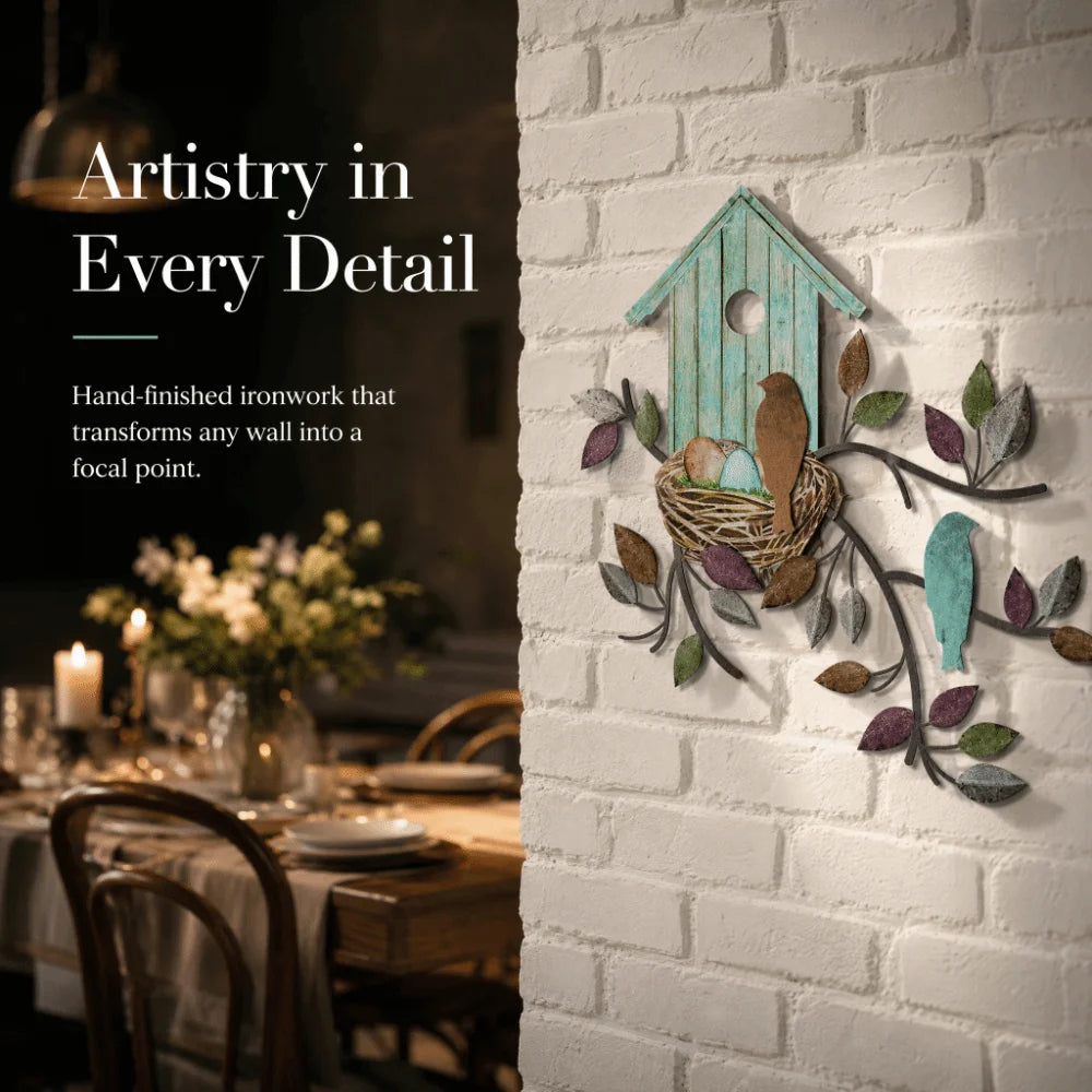 Rustic Metal Wall Art – Birds & Tree Branch Hanging Décor