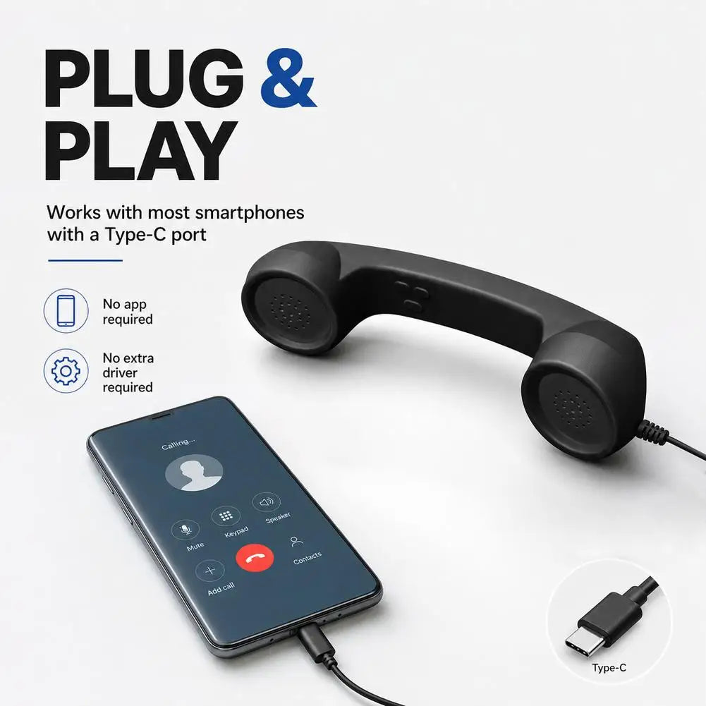 Retro Phone Handset Type-C Wired Receiver | SAMMY