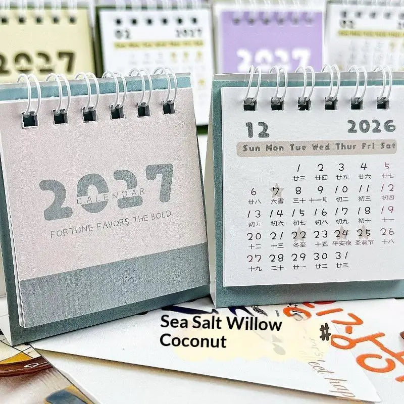 Minimalist 2027 Mini Desk Calendar – Color-Block Desktop Décor