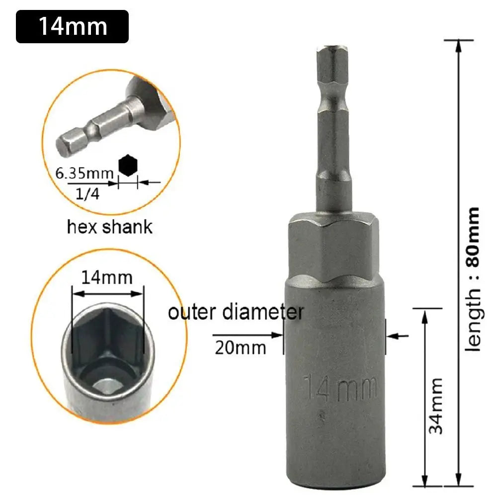 Magnetic Hex Nut Driver Drill Bit Adapter 1/4" – 5.5–19mm