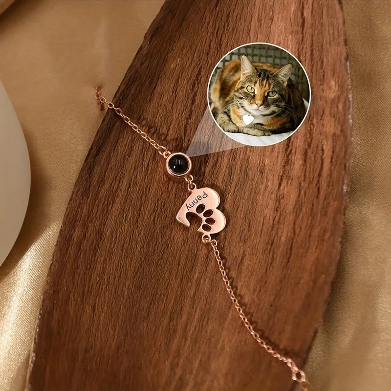 Personalized Pet Photo Projection Bracelet | Custom Paw Name